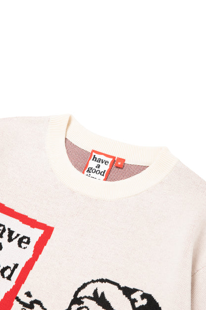 THROW UP MAN FRAME KNIT SWEATER OFF WHITE