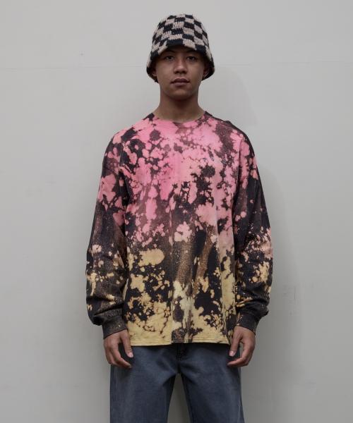 BAL-2119 LOGO TIE DYE LS TEE by YUKIDYE BLACK