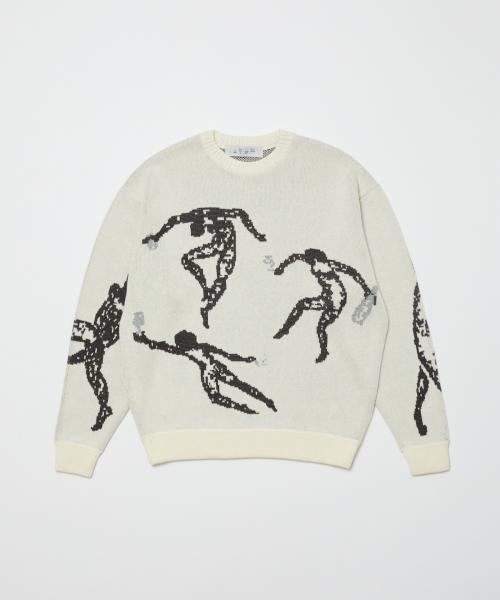 BAL-2122 JACQUARD COTTON CREWNECK SWEATER WHITE