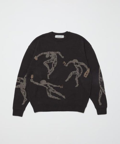 BAL-2122 JACQUARD COTTON CREWNECK SWEATER C.BLACK