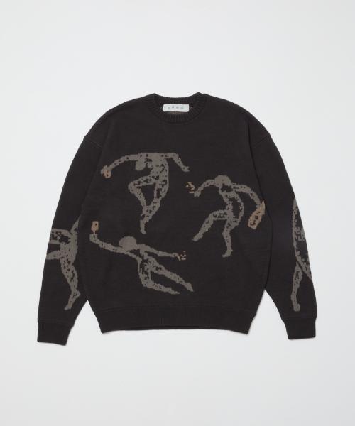 BAL-2122 JACQUARD COTTON CREWNECK SWEATER C.BLACK