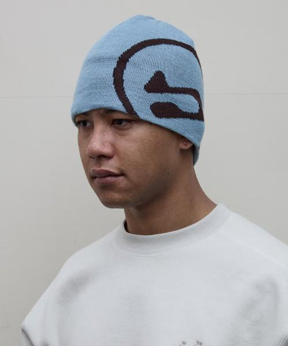 BAL-A-647 BIG LOGO SOFT BEANIE HAT STEEL BLUE