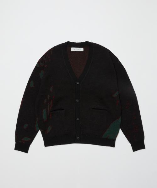 BAL-2123 JACQUARD WOOL CARDIGAN BLACK