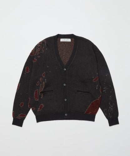 BAL-2123 JACQUARD WOOL CARDIGAN CHARCOAL