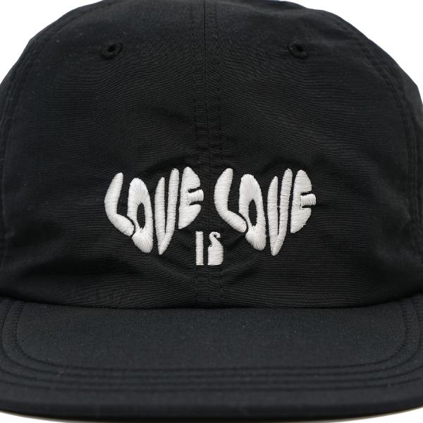 SOFT BRIM 6 PANEL CAP (LOVE) BLACK (WHITE EMB)