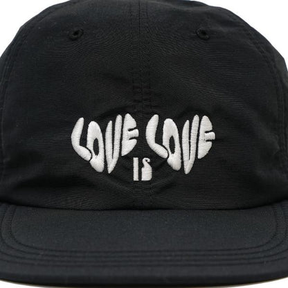 SOFT BRIM 6 PANEL CAP (LOVE) BLACK (WHITE EMB)