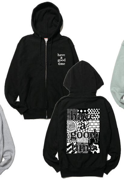 PATTERN LOGO ZIP-UP HOODIE FL BLACK