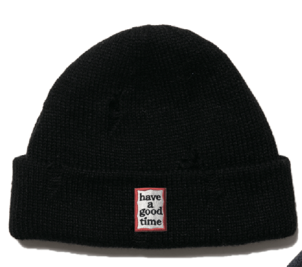 FRAME RIPPED BEANIE BLACK