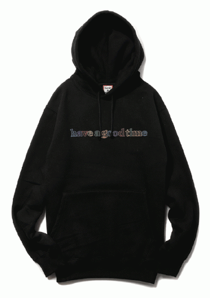 COLORFUL OUTLINE SIDE LOGO PULLOVER HOODIE BLACK