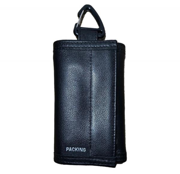 LEATHER COMPACT WALLET PA-028 BLACK