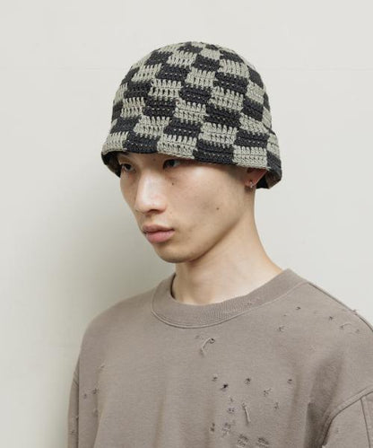 BAL-A-658 HAND KNIT BUCKET HAT GRAY