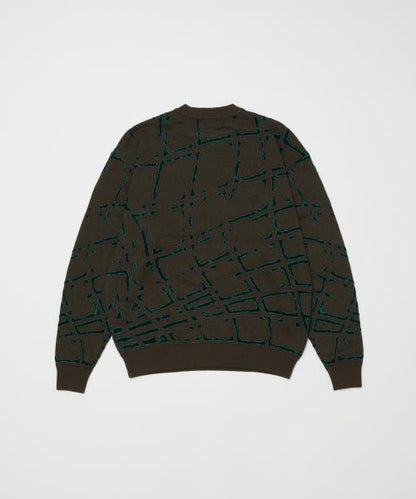 -2141 NET JACQUARD COTTON CREWNECK SWEATER FOREST