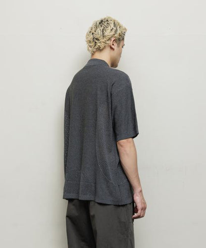 BAL-2143 VENTILATION MESH KNIT ZIP POLO CHARCOAL.H