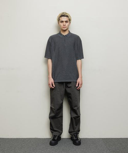 BAL-2143 VENTILATION MESH KNIT ZIP POLO CHARCOAL.H