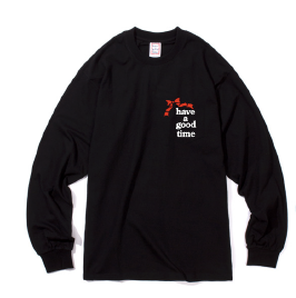 RIBBON LOGO POCKET L/S TEE BLACK