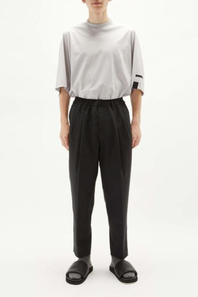 [2241-PT07-007] WIDE TAPERED EASY SLACKS BLACK