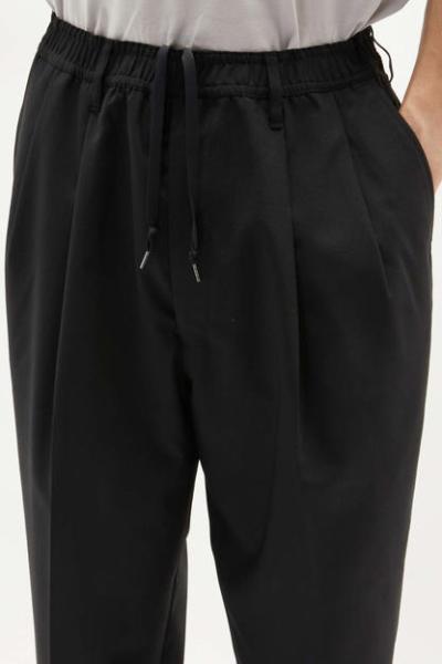 [2241-PT07-007] WIDE TAPERED EASY SLACKS BLACK