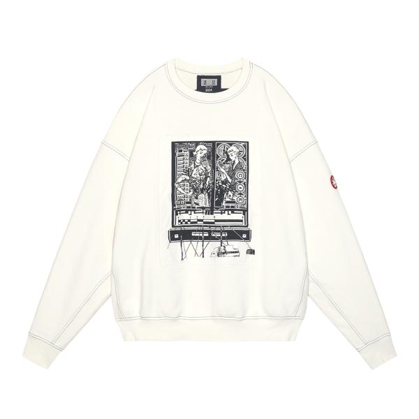 CES26CS02 WASHED WHITE TEMPLE CREW NECK