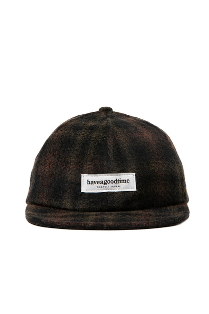 SIDE LOGO NEEDLE PUNCH CHECK CAP BROWN