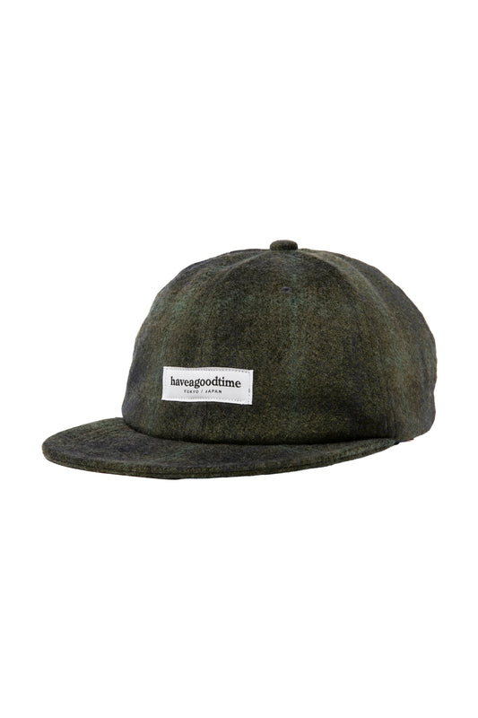 SIDE LOGO NEEDLE PUNCH CHECK CAP GREEN