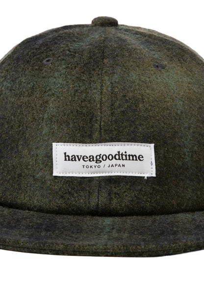 SIDE LOGO NEEDLE PUNCH CHECK CAP GREEN