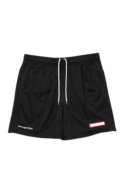 SIDE LOGO SIDE BLANK FRAME MESH SHORTS BLACK