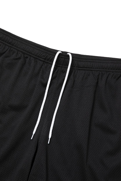SIDE LOGO SIDE BLANK FRAME MESH SHORTS BLACK