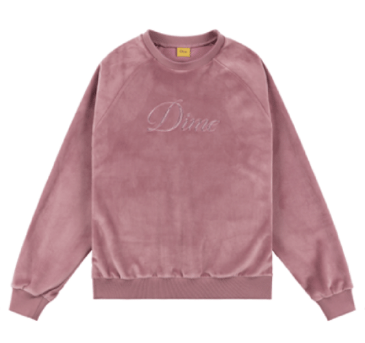 Cursive Velvet Crewneck Dusty Pink