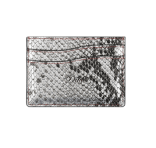 Embossed Leather Cardholder Silver Snake