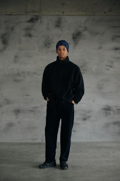 Brushed Lining Cords Slacks BLACK