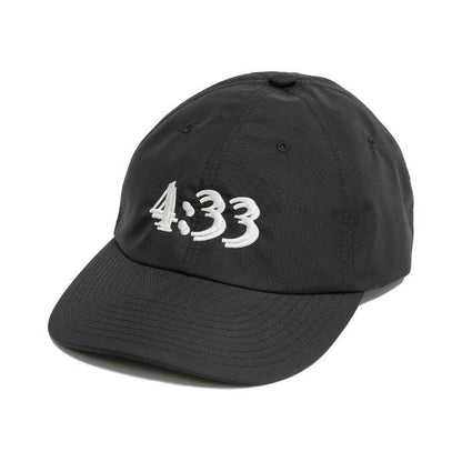 PRE CURVE BRIM 6 PANEL CAP (4:33) BLACK(WHITE EMB)