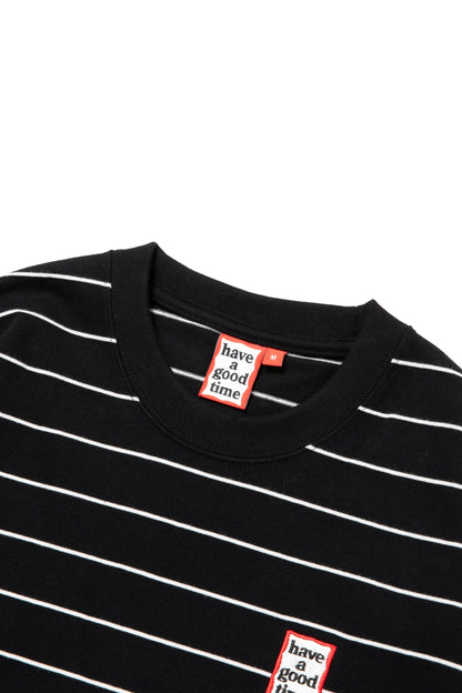MINI FRAME EMB STRIPED L/S TEE BLACK