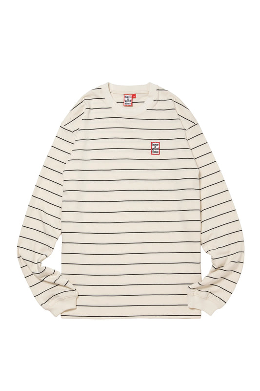 MINI FRAME EMB STRIPED L/S TEE WHITE