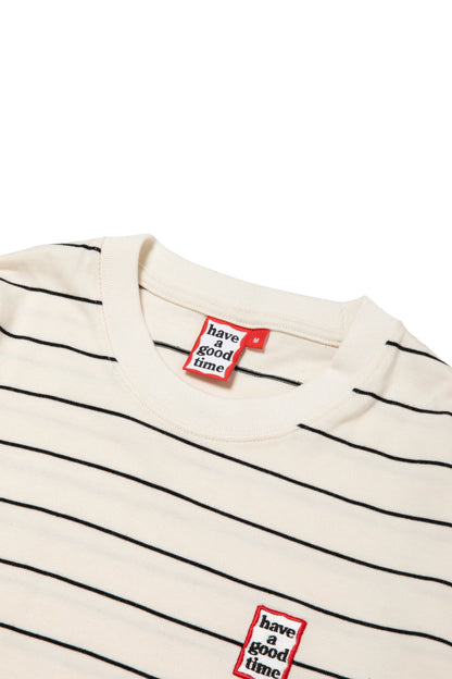 MINI FRAME EMB STRIPED L/S TEE WHITE