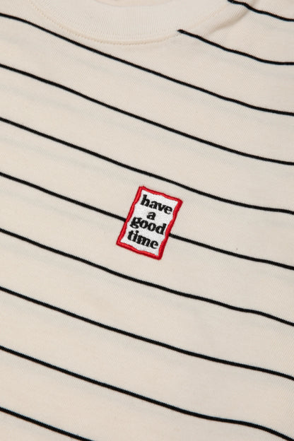 MINI FRAME EMB STRIPED L/S TEE WHITE
