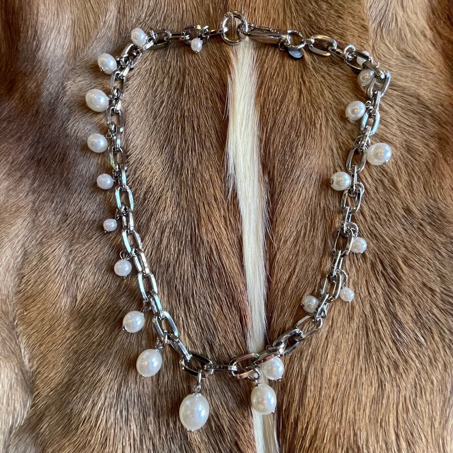 004342813 Pearl Wallet Chain Silver