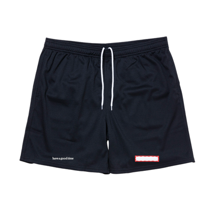 SIDE LOGO SIDE BLANK FRAME MESH SHORTS BLACK