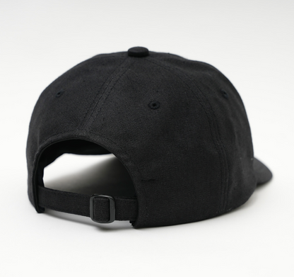 HARD BRIM 6 PANEL CAP LOW (SOLIDARITY) BLACK (WHITE EMB)