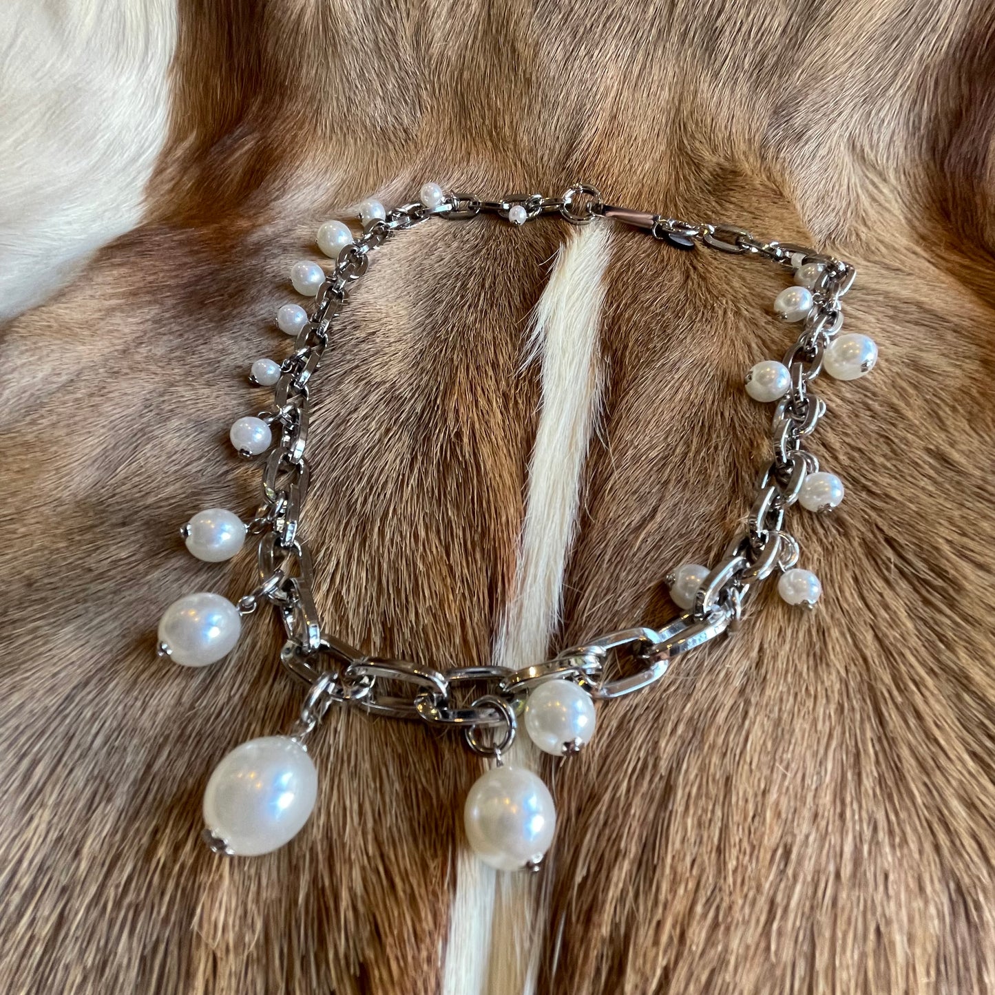 004342813 Pearl Wallet Chain Silver