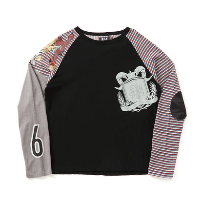 004121215 Stripe Raglan Black
