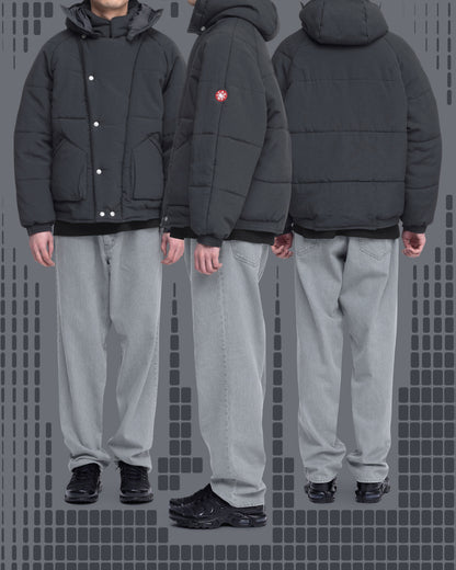 CES28JK03 DIAGONAL FLAP PUFF JACKET BLACK