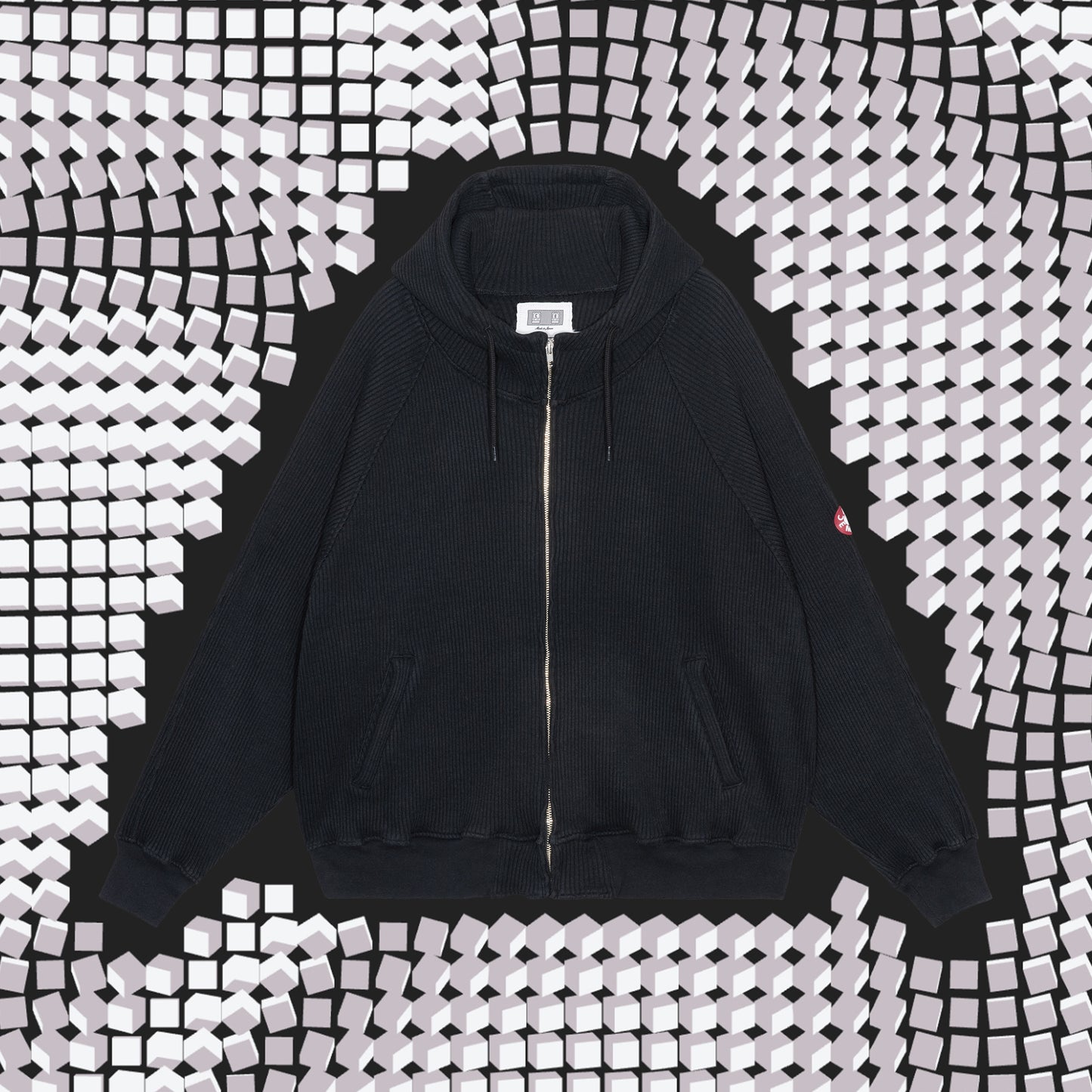 CES29CS14 WIDE RIB BIG HEAVY ZIP HOODY BLACK