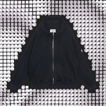 CES29CS14 WIDE RIB BIG HEAVY ZIP HOODY BLACK