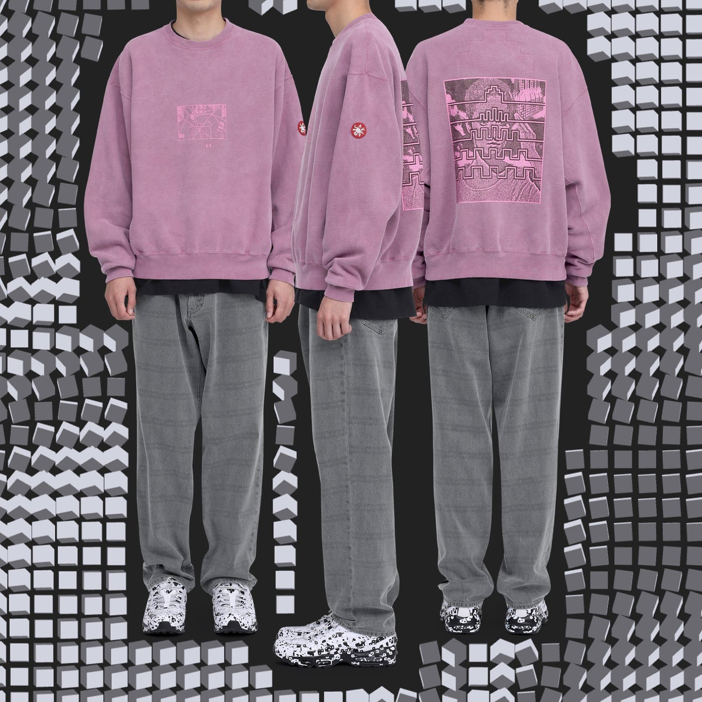 CES29CS12 OVERDYE PARADIGM CREW NECK Burgundy