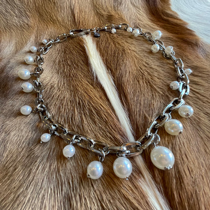 004342813 Pearl Wallet Chain Silver