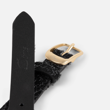 Dress Leather Belt Shaggy Black S/M