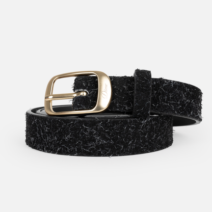 Dress Leather Belt Shaggy Black S/M