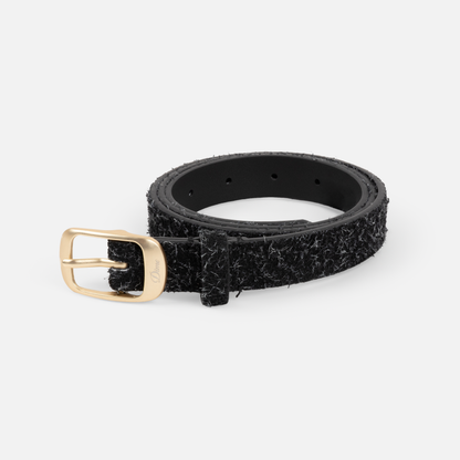 Dress Leather Belt Shaggy Black S/M