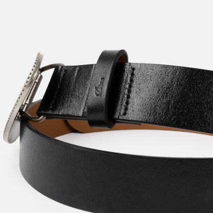 Skull Leather Belt Black