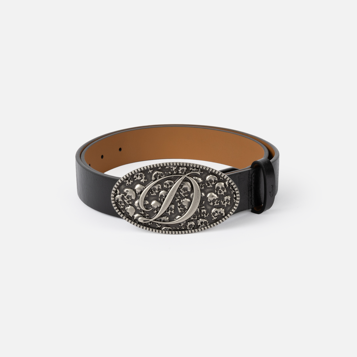 Skull Leather Belt Black